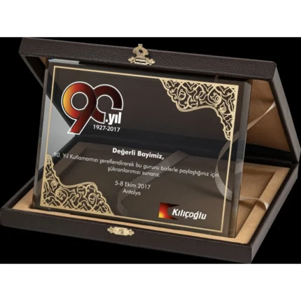 PB2105 Altın Yaldız Kristal Plaket