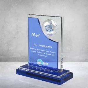 PB891 Mavi Camlı Kristal Plaket