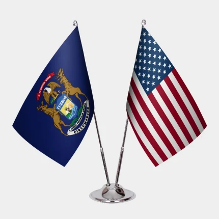 Michigan ve ABD Masa Bayrağı Seti