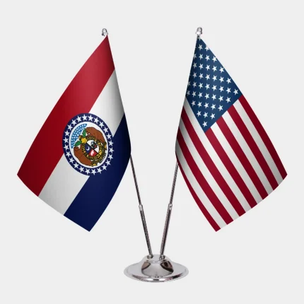 Missouri ve ABD Masa Bayrağı Seti