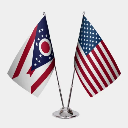 Ohio ve ABD Masa Bayrağı Seti