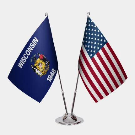 Wisconsin ve ABD Masa Bayrağı Seti