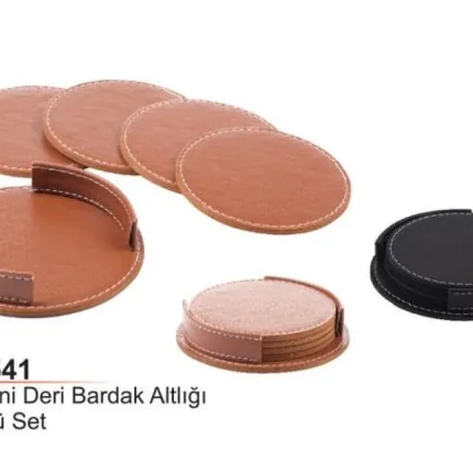 4'lü Set Suni Deri Bardak Altlığı